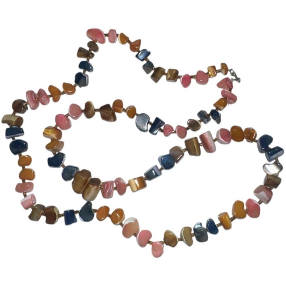 Multicolor Stone Necklace Gold Tone Heavy Classic Career Cosplay Boho Gift